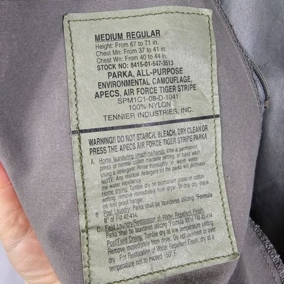 USAF Tiger Stripe Mens Rainsuit Parka Sz M Camouflage Outdoor Cargo Gorpcore - Picture 6 of 12